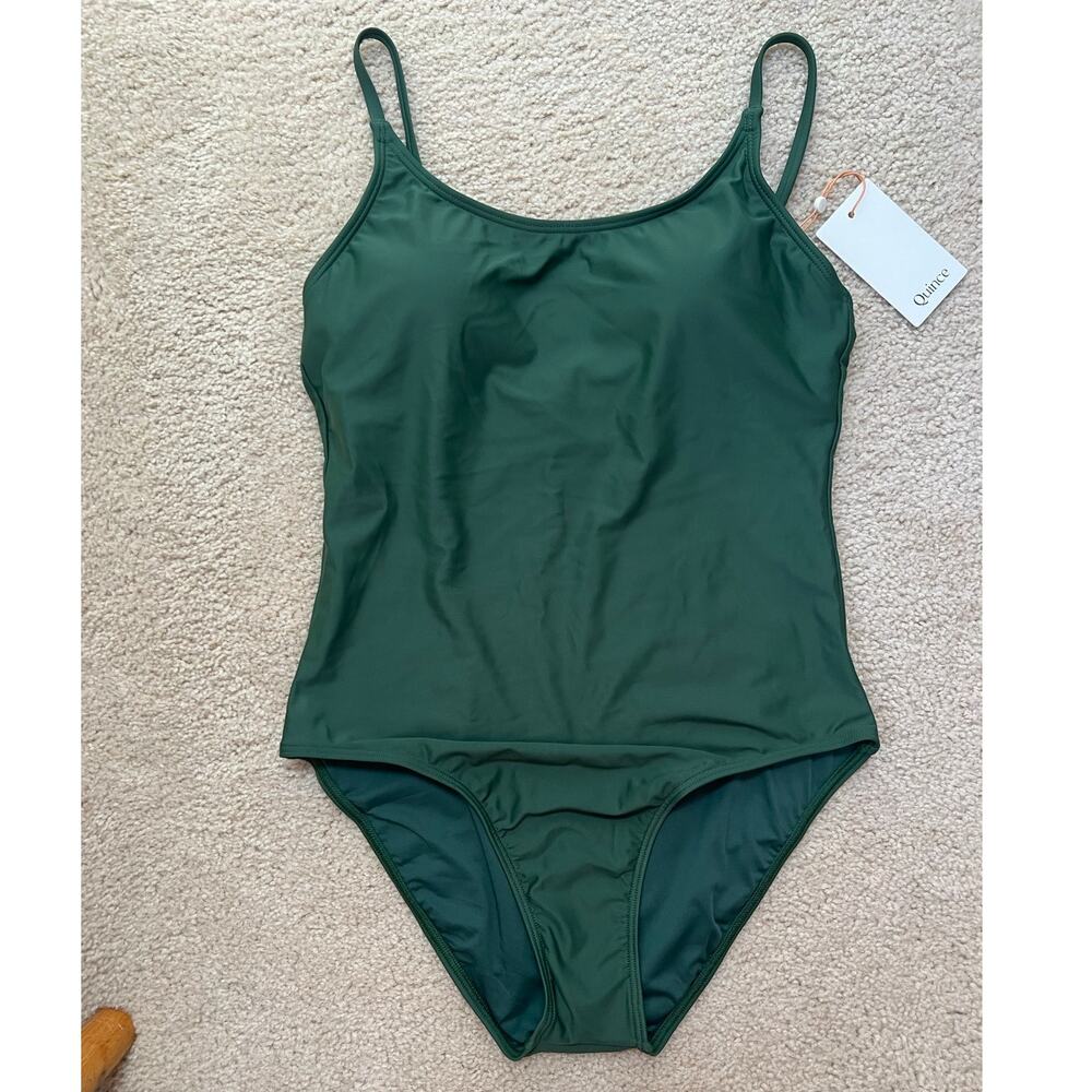 NEW Quince Italian Cami One-Piece Swimsuit Palm Green Bathing-suit Women's M